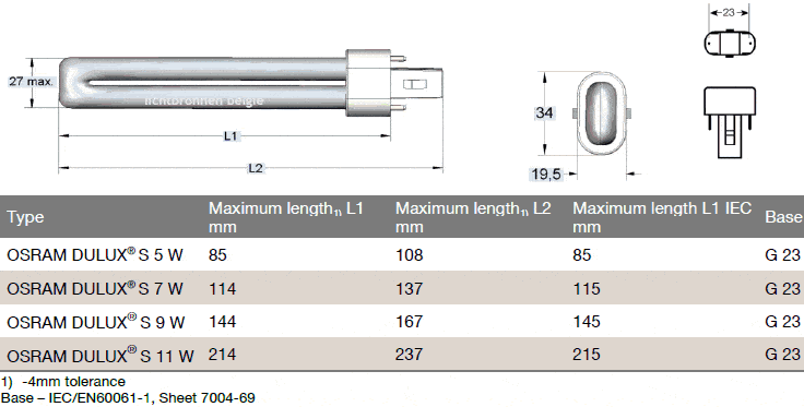 Ledvance Compact-LL Dulux-s-11w/840-g23-fs1 Dulux g23 pour KVG CW 840 EEC A